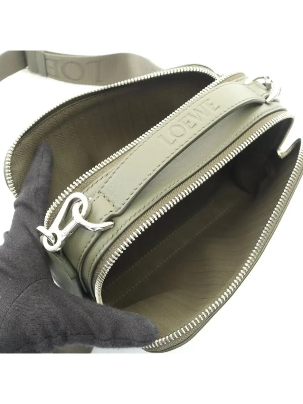 Loewe Shoulder Bag Crossbody Mini Khaki Leather